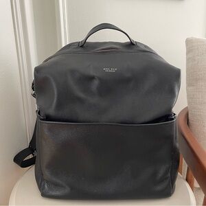 Mina Baie Stevie Midi Leather Diaper Bag Backpack Black with Gunmetal hardware